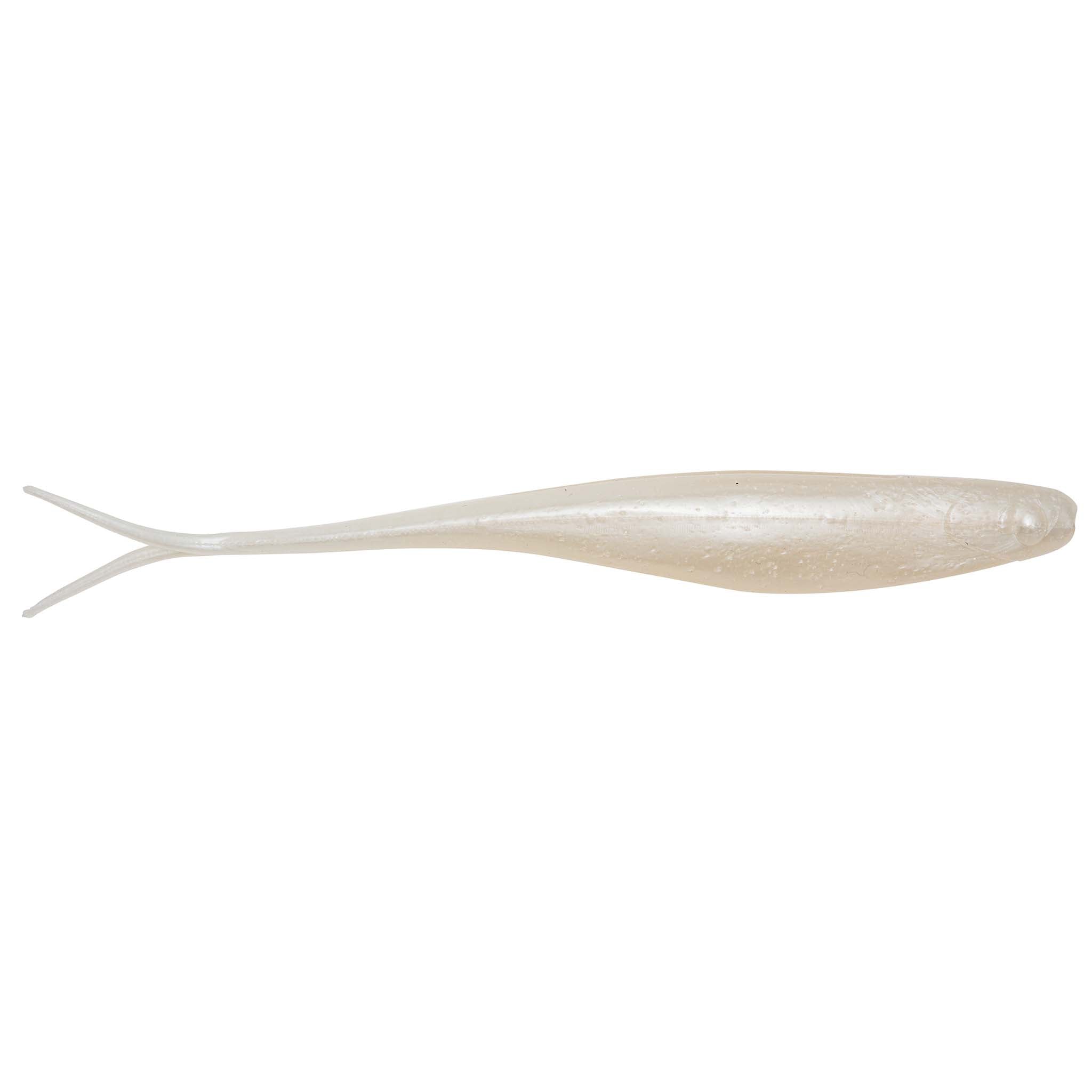 Scented jerk shad soft plastic lure in translucent off-white, forked tail.
