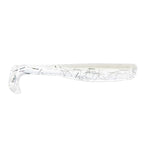 Slim swimbait lure, clear/translucent with thin dark stripe details
