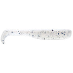 Slim swimbait lure, white translucent with scattered blue specks