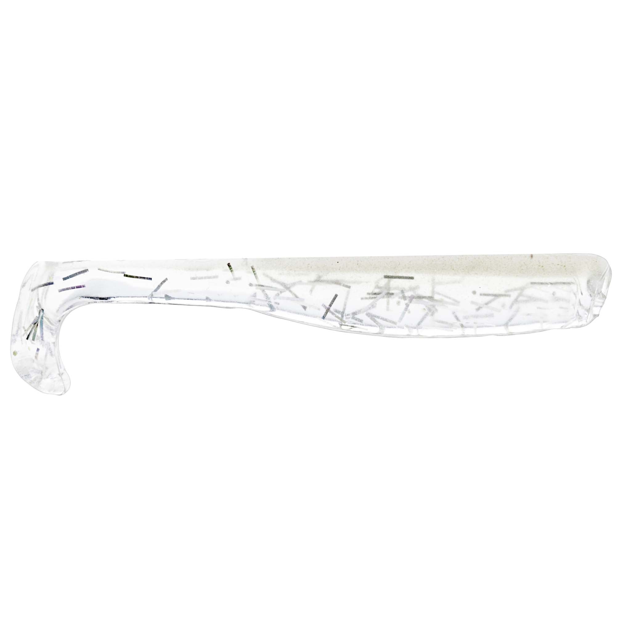 Slim swimbait lure, clear translucent with thin crisscross stripe lines