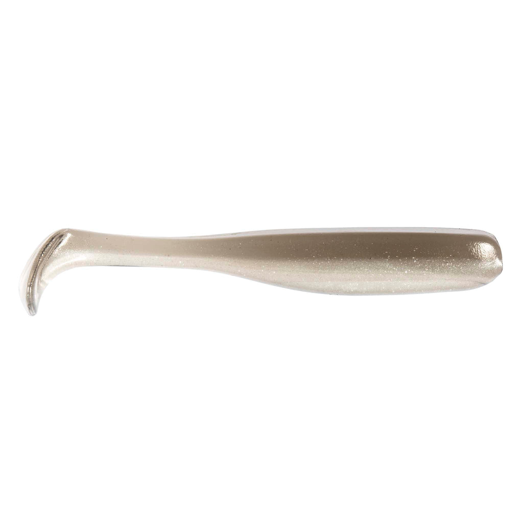 Slim swimbait lure, clear champagne-gold translucent