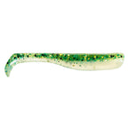 Slim swimbait lure, pale green translucent with dark green speckle