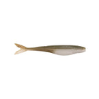 Cream and silver fishing lure with translucent sheen and tan tail