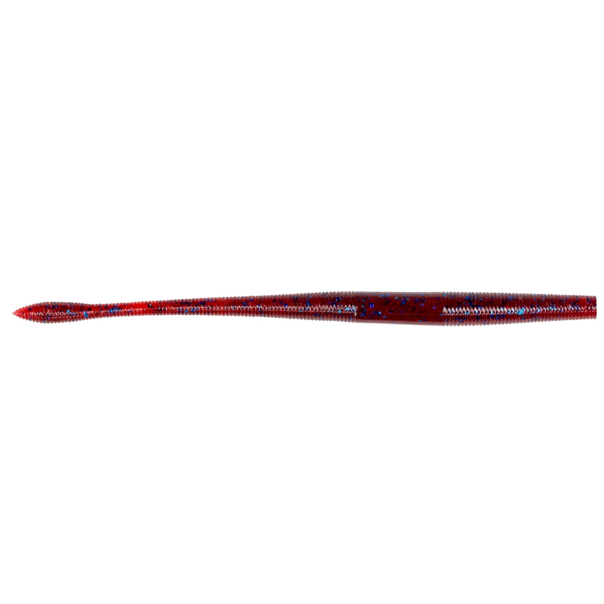 Fishing soft plastic worm lure, red and purple speckled body