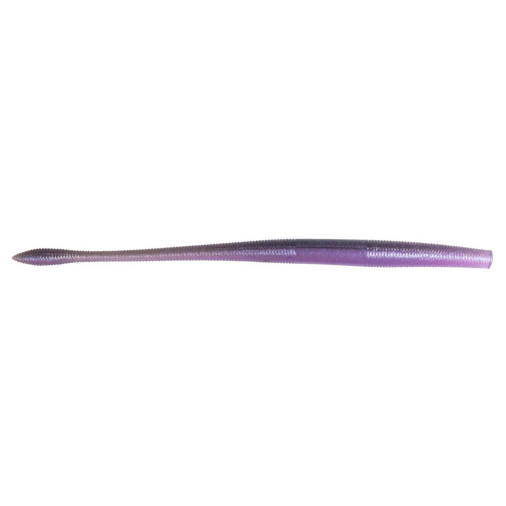 Fishing soft plastic worm lure, purple gradient speckled body