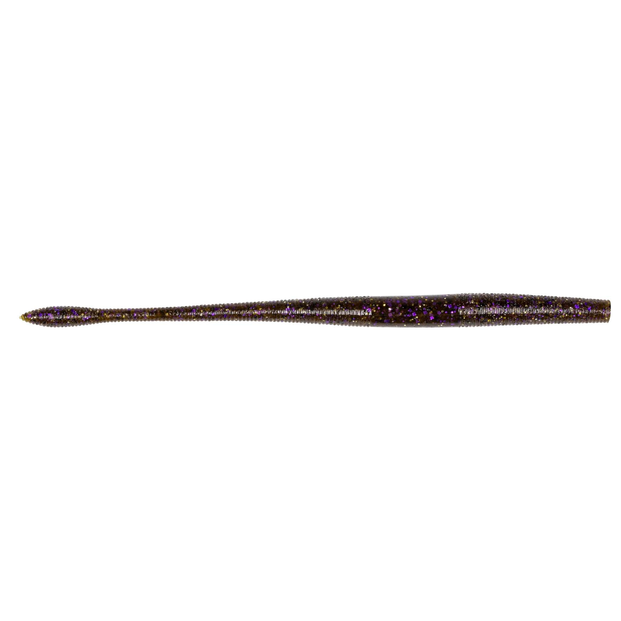 Fishing soft plastic worm lure, dark purple speckled body