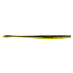 Fishing soft plastic worm lure, bright chartreuse and dark speckled body