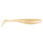 Clear pale tan paddle-tail fishing lure with fine glitter and fin tail