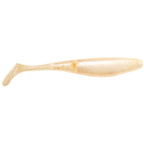 Clear pale cream paddle-tail fishing lure with subtle specks and fin tail