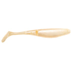 Clear cream paddle-tail fishing lure with subtle speckles and fin tail