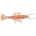 Scented shrimp lure in translucent pale peach with curled antennae and fan tail