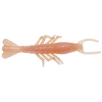 Scented shrimp lure in translucent pale peach with curled antennae and fan tail