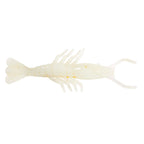 Scented shrimp lure in translucent off-white with faint speckles, fan tail, antennae