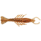 Scented shrimp lure in speckled brown with white legs and curved antennae
