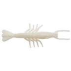 Scented shrimp lure in translucent white with pale gray shimmer tentacles