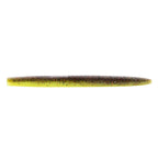 Yellow speckled soft fishing lure with tapered worm-like body