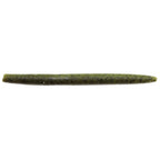 Dark green speckled soft fishing lure with tapered worm-like body