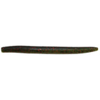 Dark gray speckled soft fishing lure with red flecks and tapered body