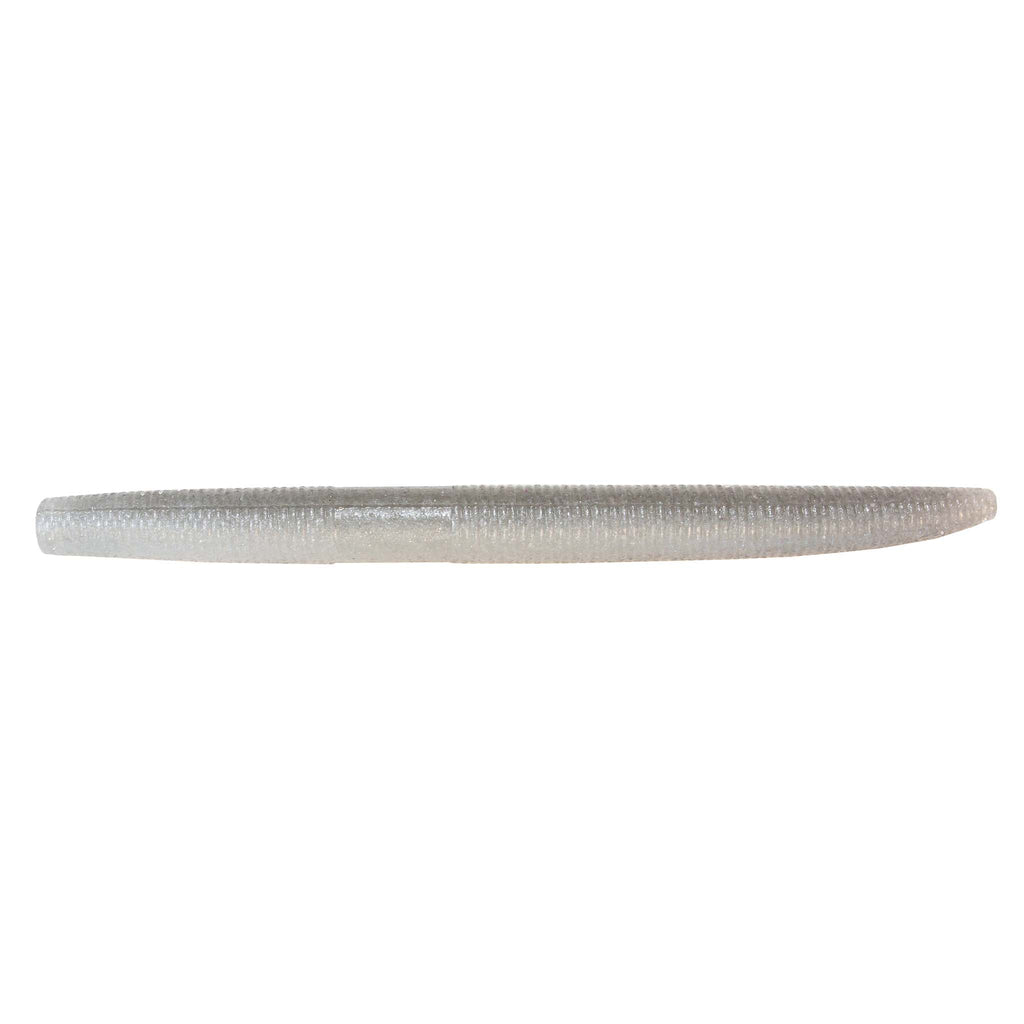 White speckled soft fishing lure with tapered worm-like body