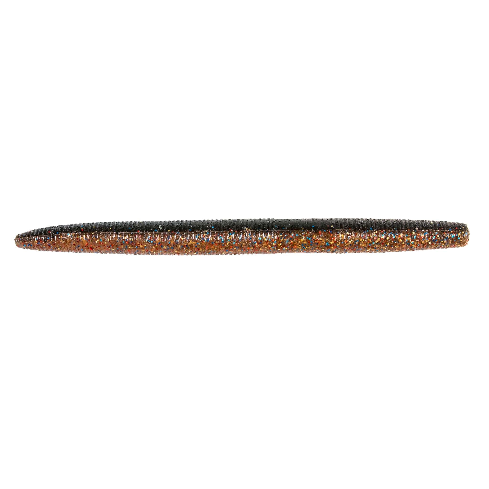 ZinkerZ fishing lure, slender orange-brown speckled bait with tapered ends.