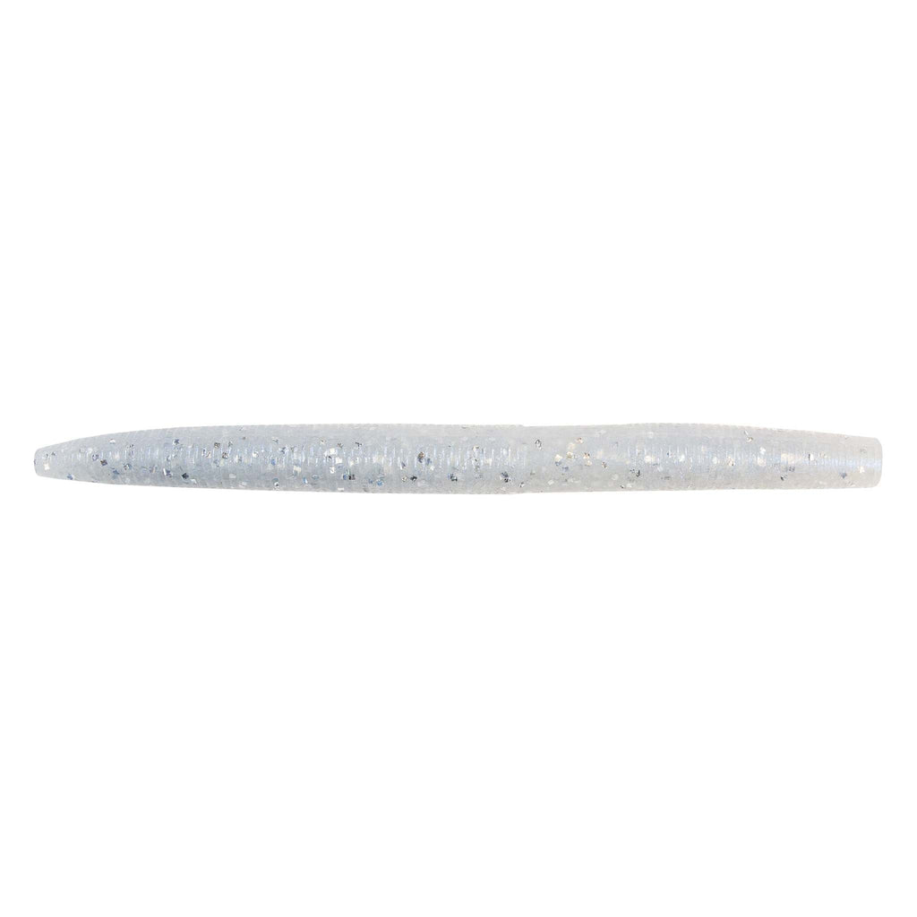 Soft plastic fishing lure in silver-white with speckled pattern