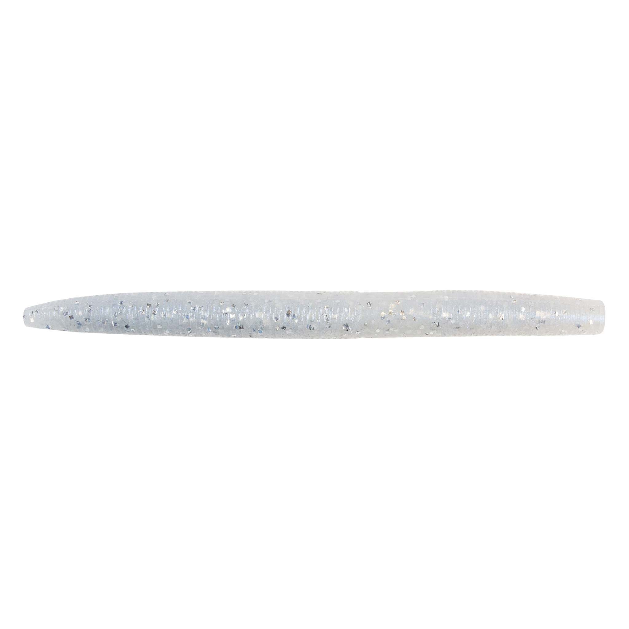 Soft plastic fishing lure in silver-white with speckled pattern