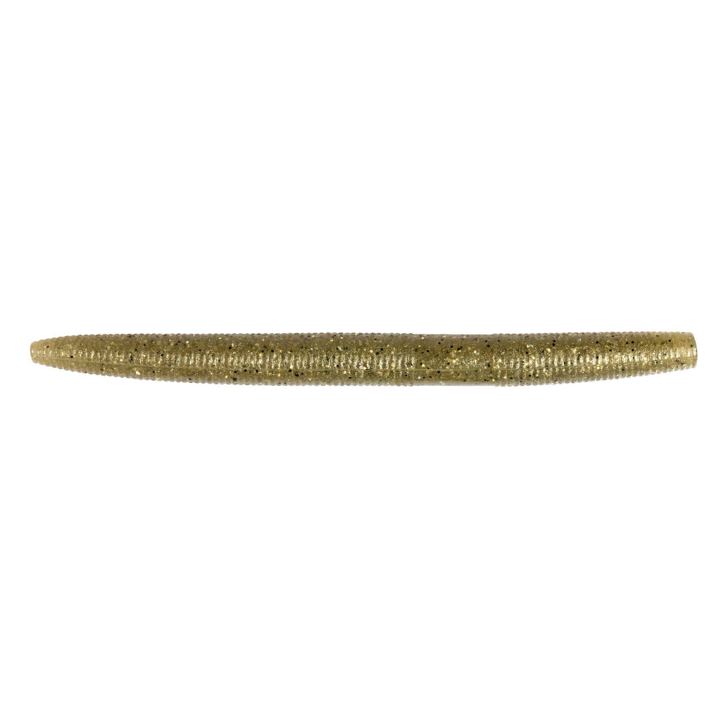ZinkerZ fishing lure, slender olive-gold speckled bait with a tapered profile.