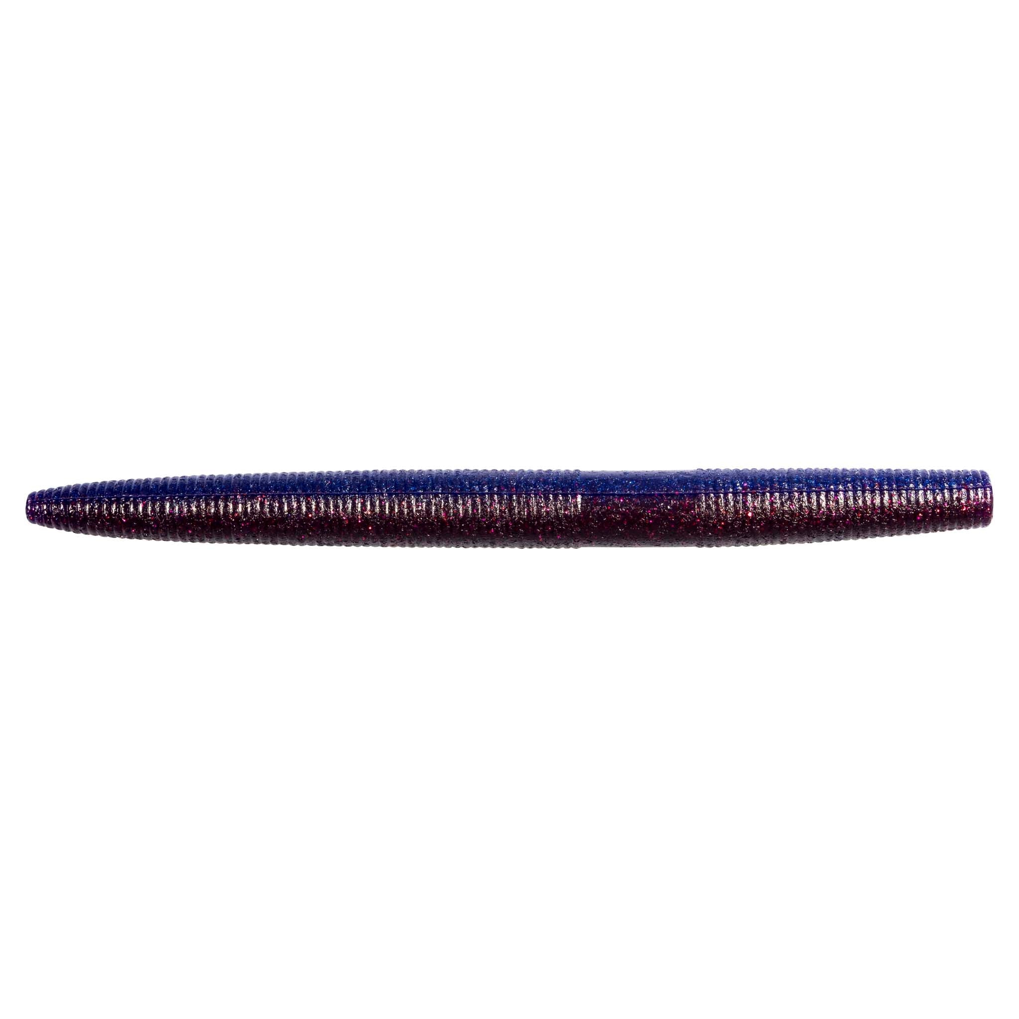 ZinkerZ fishing lure, slender dark purple-blue speckled bait with pointed tip.