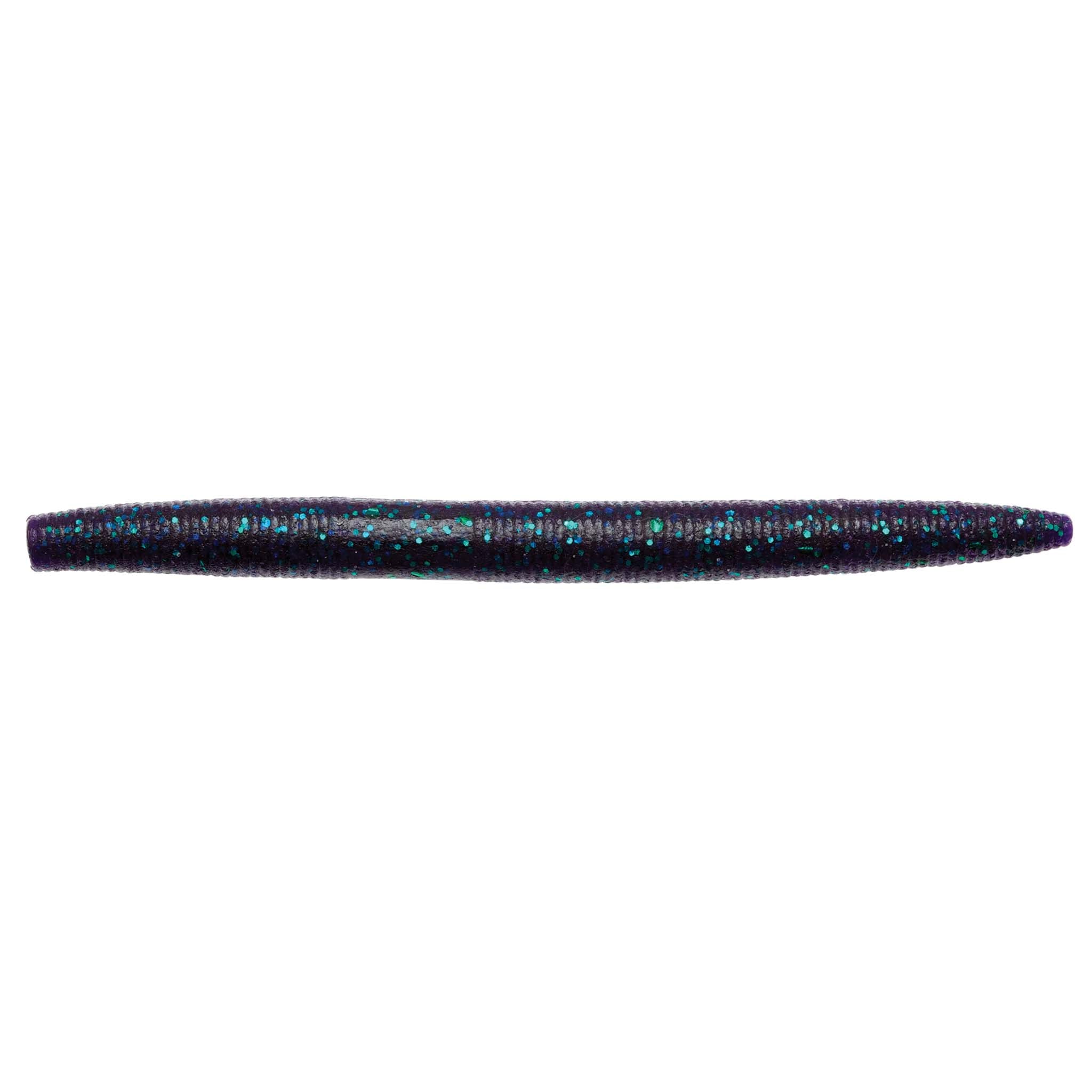 ZinkerZ fishing lure, slender dark blue bait with teal speckles and tapered ends.