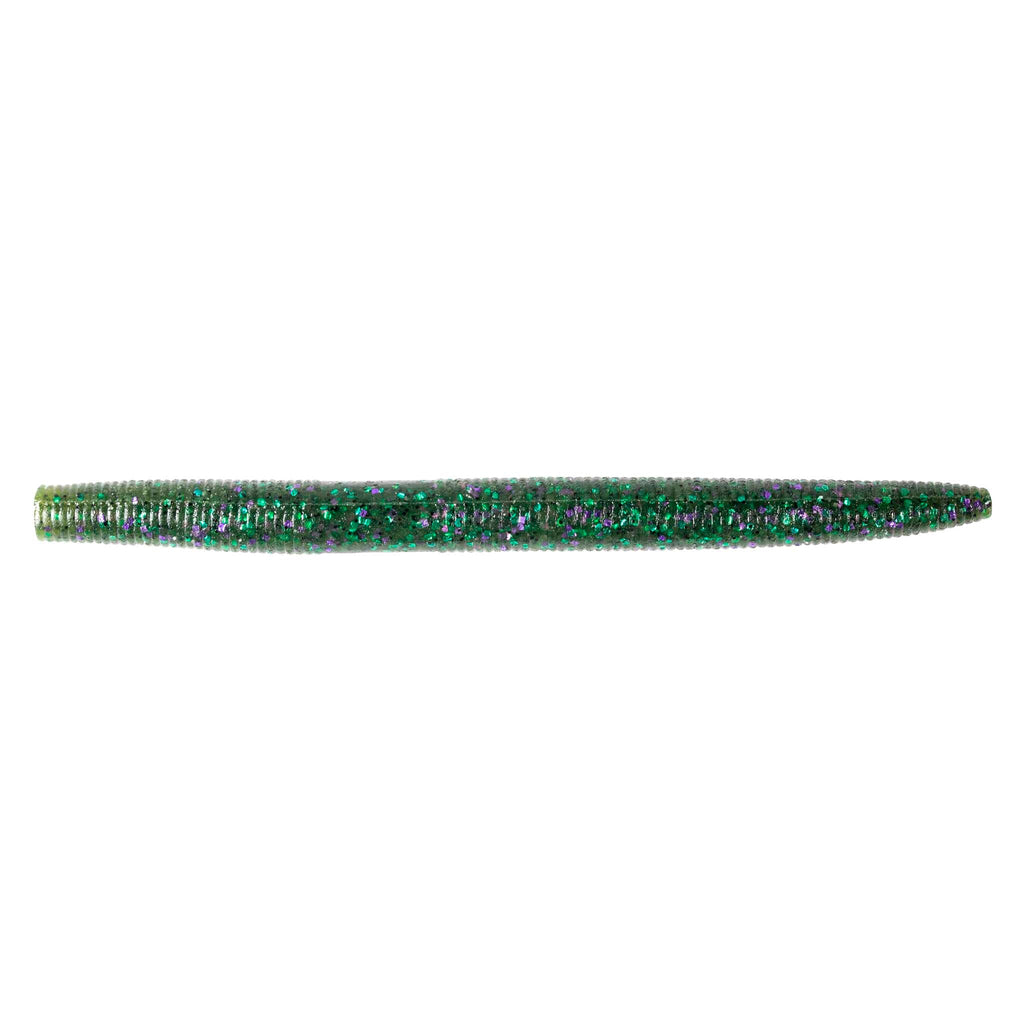 ZinkerZ soft plastic craw lure, dark green body with purple and silver speckles