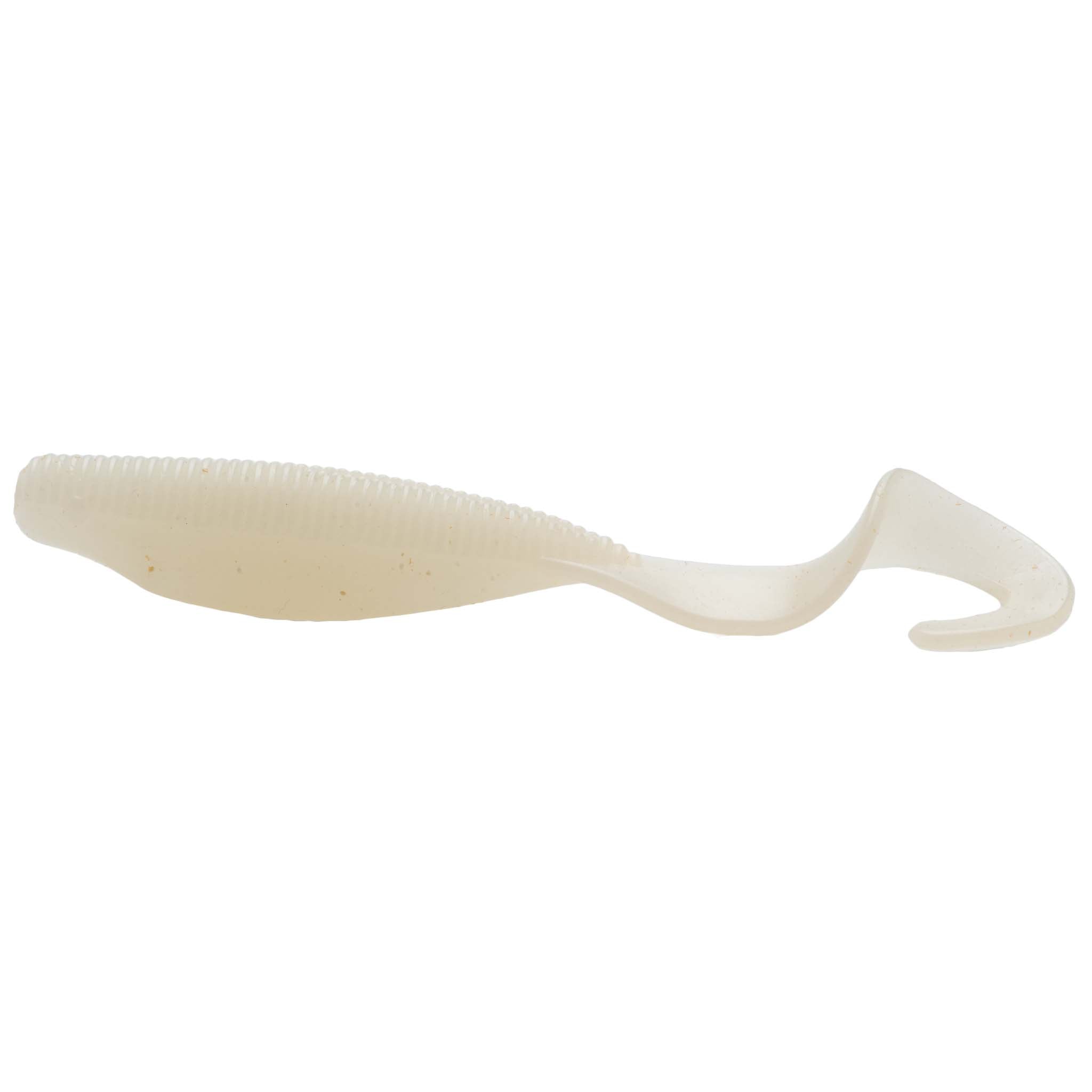 Scented curly tail fishing lure, cream-colored body with curled tail