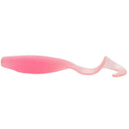 Scented curly tail fishing lure, pale pink translucent body with curled tail