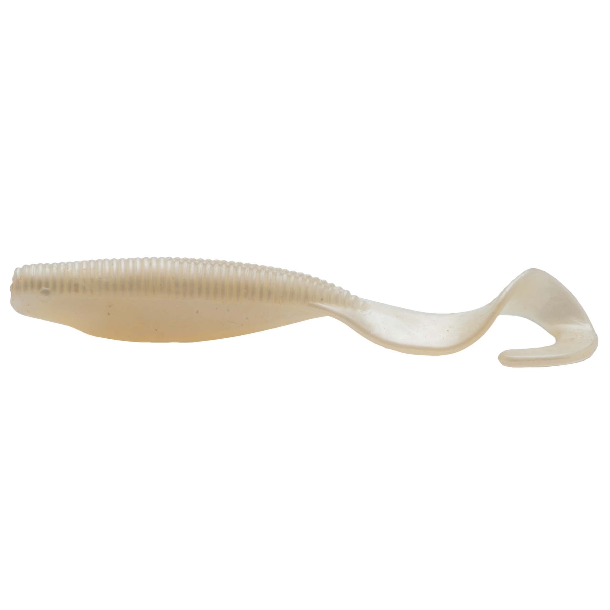 Scented curly tail fishing lure, translucent pearl body with curled tail