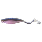 Curly tail soft plastic lure in purple-pink shad color