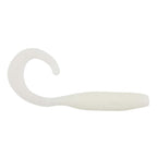 Light gray curly tail soft plastic fishing lure with smooth curved head