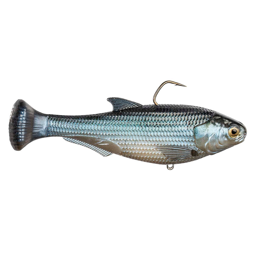 Shadtron LT fish-shaped fishing lure with blue-gray body, dark tail, and rear hook