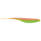 Orange-to-green glitter fishing lure with gradient body and paddle tail