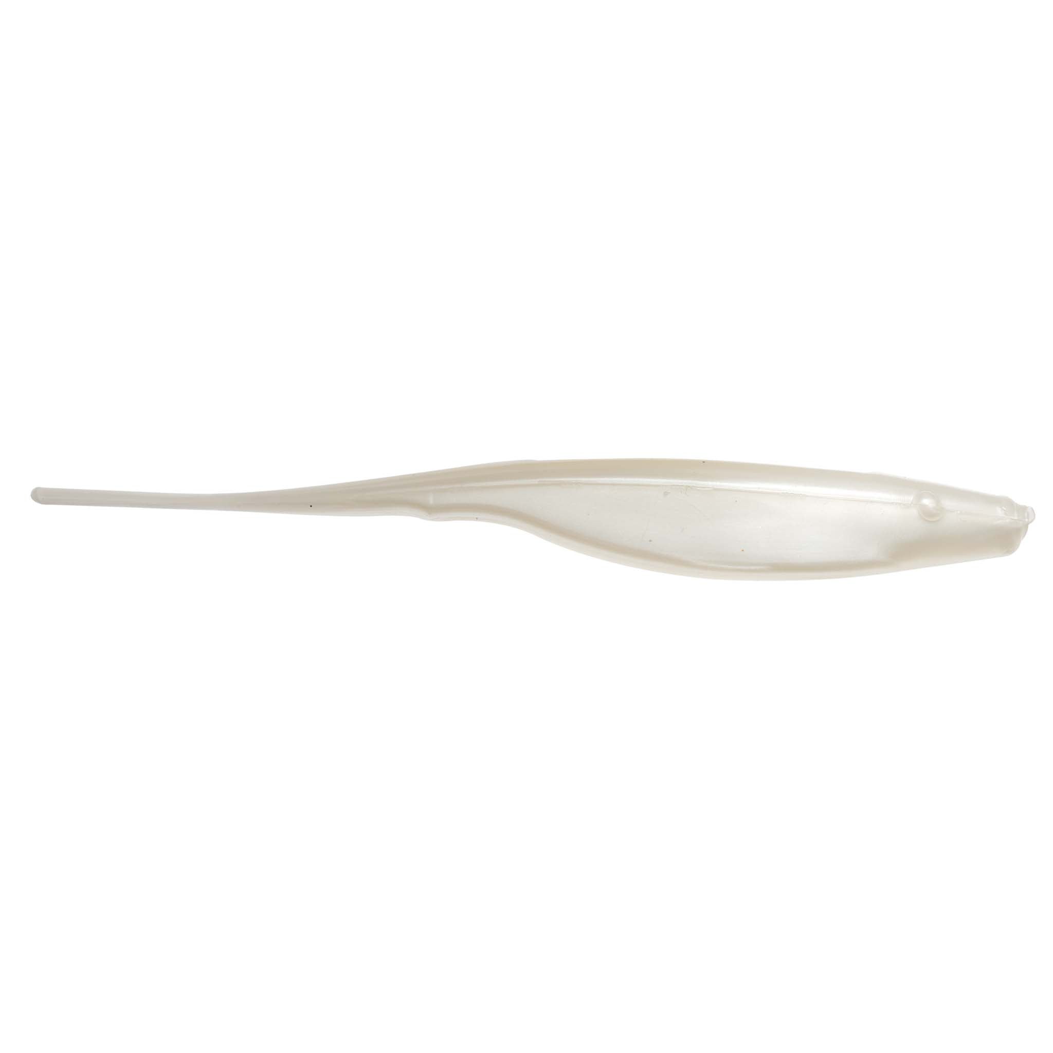 StreakZ soft plastic fishing lure, translucent white body with slender tail