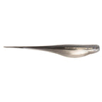 Smoke gray soft plastic fishing lure with darker back and small forked tail
