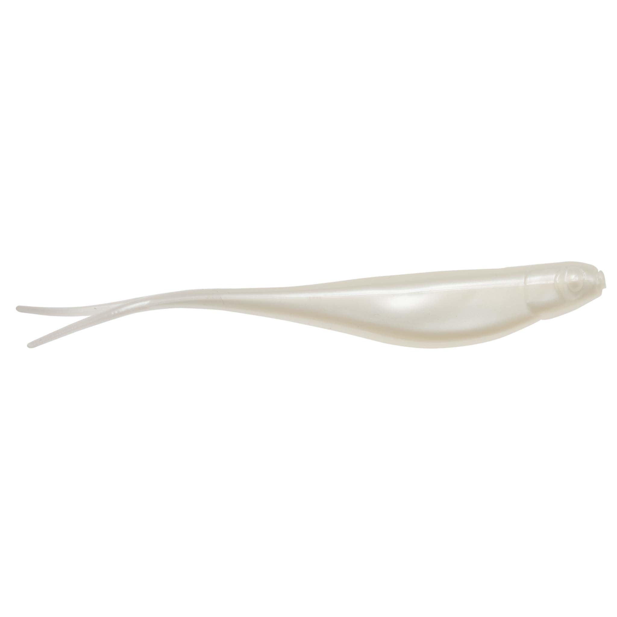 StreakZ 3.75 soft fishing lure, translucent white body with fork tail