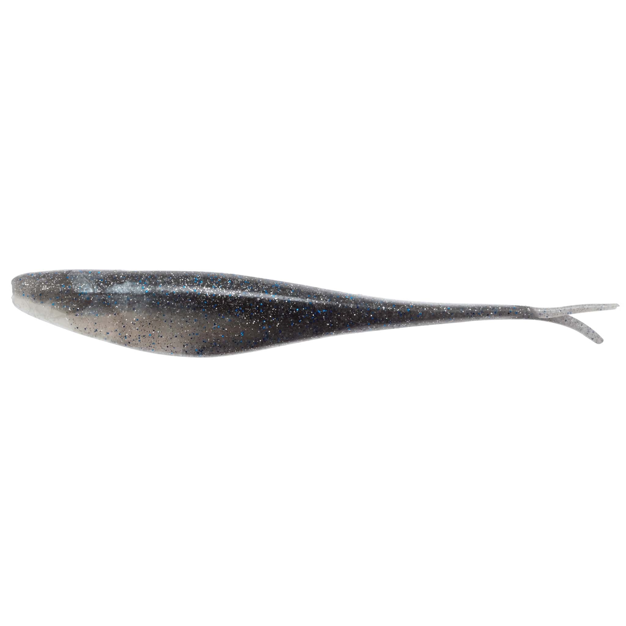Dark blue/black glitter fishing lure with forked tail fins
