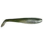 Soft plastic swimbait with paddle tail, olive green body with fine sparkle