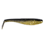 SwimmerZ soft plastic swimbait lure in black and gold glitter with small round eyes