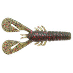 Turbo CrawZ soft plastic craw bait, dark red glitter body with green-speckled claws