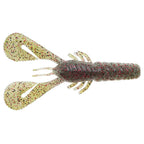 Turbo CrawZ soft plastic craw bait, dark gray body with gold-speckled and red-speckled claws
