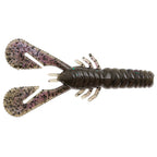 Turbo CrawZ soft plastic craw bait, dark smoky body with mauve-purple speckled claws