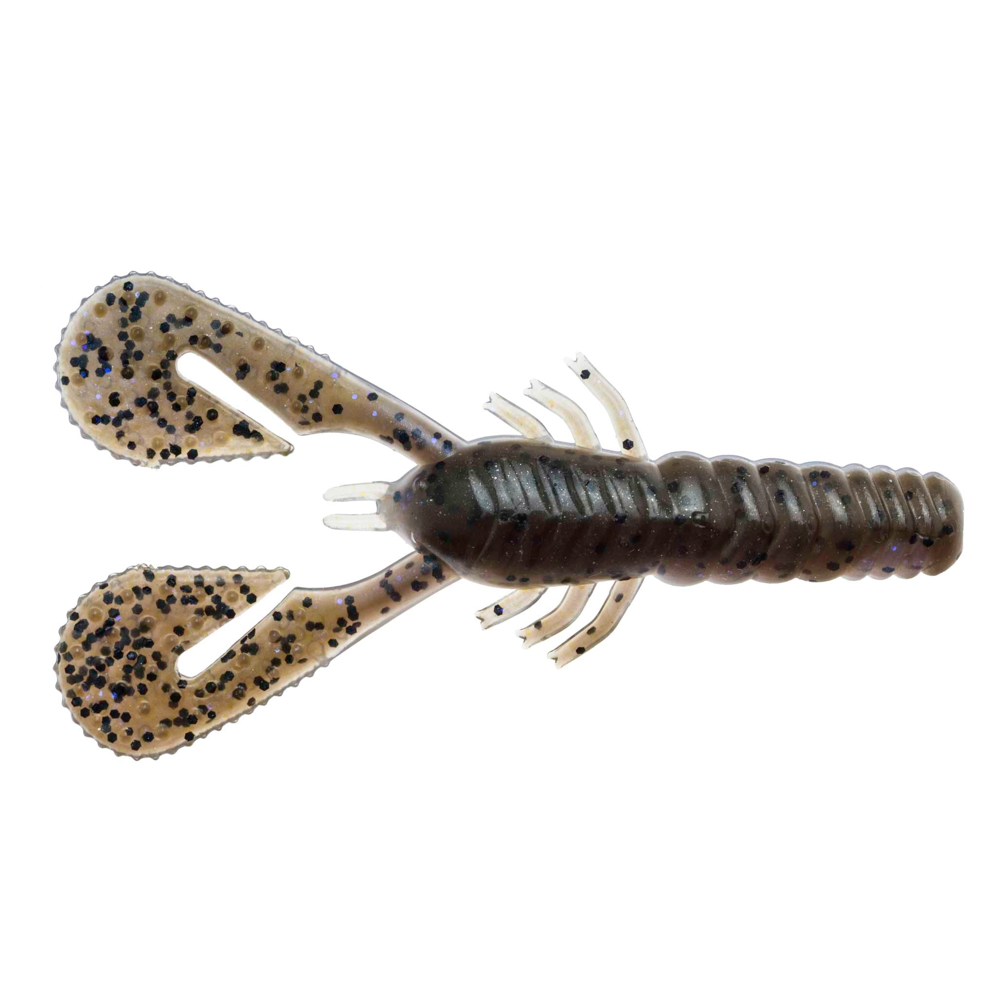 Turbo CrawZ soft plastic craw bait, brown speckled body with twin spade claws