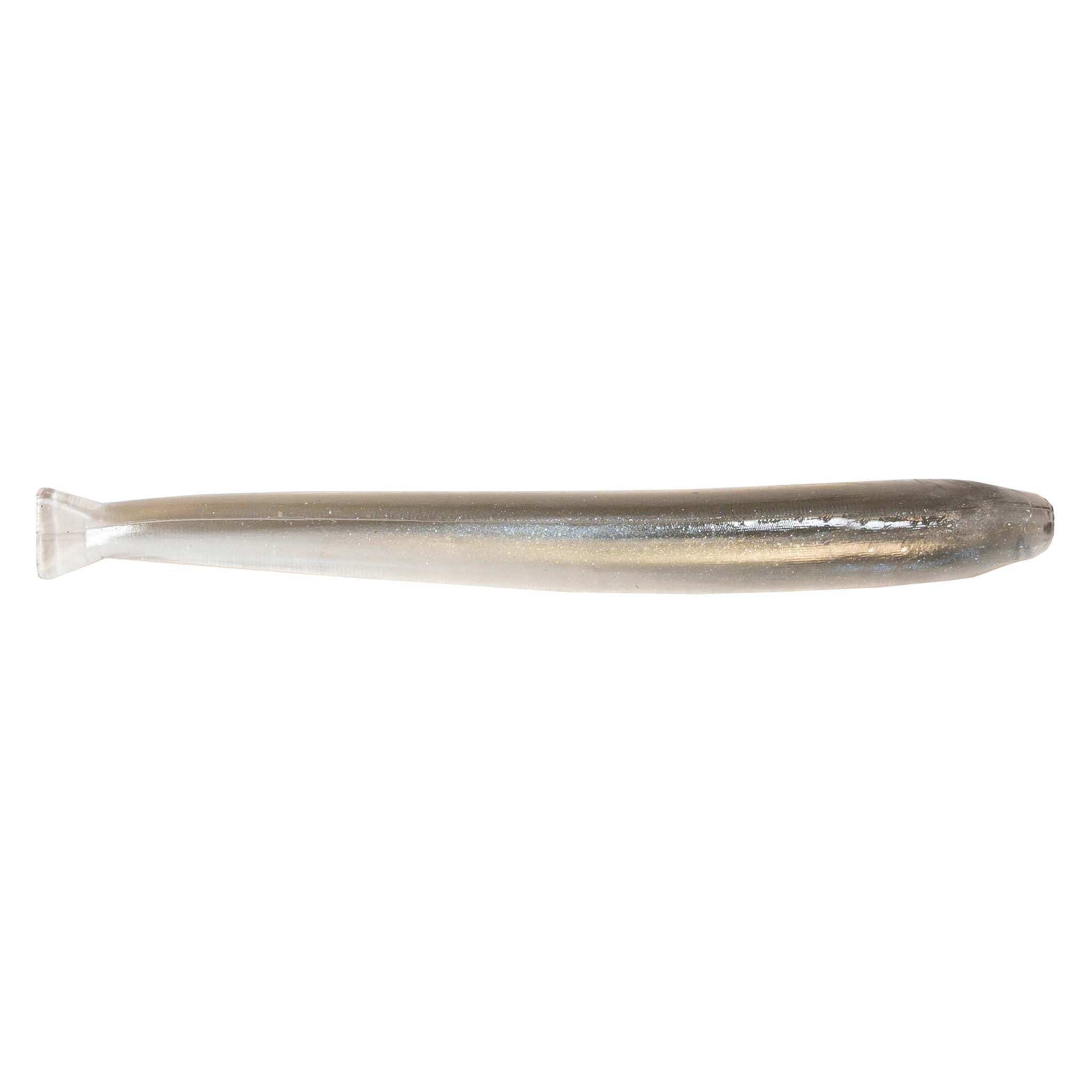 MinnowZ fishing lure, translucent pale gray with a metallic silver stripe