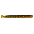 MinnowZ fishing lure, dark brown with orange glitter dots and yellow tail