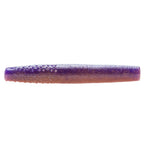 Purple soft plastic fishing bait with darker specks and fine shimmer